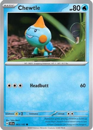 'Pokemon - 'Chewtle 043/142  - Reverse Holofoil SV07 Stellar Crown - Common
