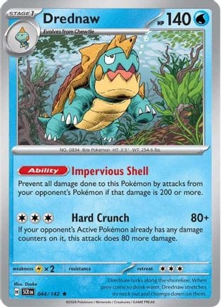 'Pokemon - 'Drednaw 044/142  - Reverse Holofoil SV07 Stellar Crown - Rare