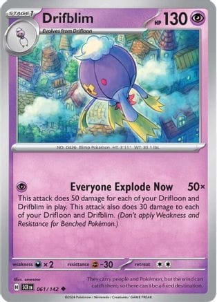 'Pokemon - 'Drifblim 061/142  - Reverse Holofoil SV07 Stellar Crown - Uncommon