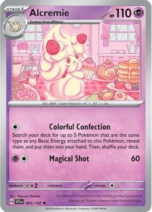 'Pokemon - 'Alcremie 065/142  - Reverse Holofoil SV07 Stellar Crown - Rare