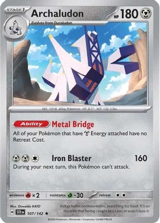 'Pokemon - 'Archaludon 107/142  - Reverse Holofoil SV07 Stellar Crown - Rare