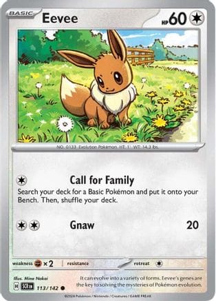 'Pokemon - 'Eevee 113/142  - Reverse Holofoil SV07 Stellar Crown - Common