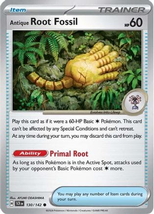 'Pokemon - 'Antique Root Fossil 130/142  SV07 Stellar Crown - Common
