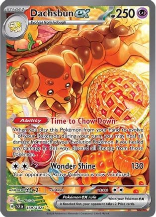 'Pokemon - 'Dachsbun ex 169/142  - Holofoil SV07 Stellar Crown - Special Illustration Rare