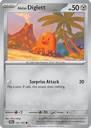 'Pokemon - 'Alolan Diglett 122/191  - Reverse Holofoil SV08 Surging Sparks - Common