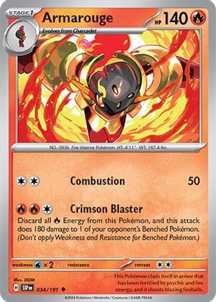 'Pokemon - 'Armarouge 034/191  SV08 Surging Sparks - Uncommon