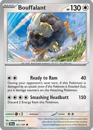 'Pokemon - 'Bouffalant 151/191  SV08 Surging Sparks - Common