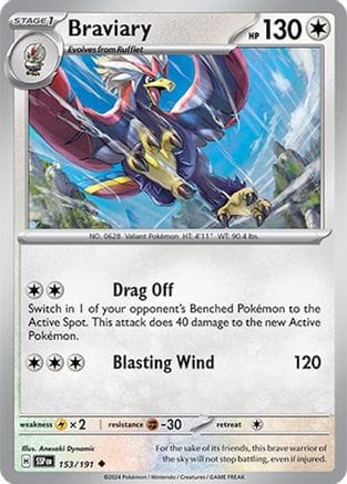 'Pokemon - 'Braviary 153/191  - Reverse Holofoil SV08 Surging Sparks - Uncommon