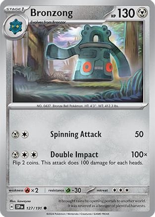 'Pokemon - 'Bronzong 127/191  - Reverse Holofoil SV08 Surging Sparks - Common