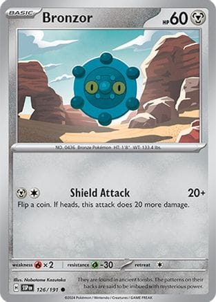 'Pokemon - 'Bronzor 126/191  - Reverse Holofoil SV08 Surging Sparks - Common