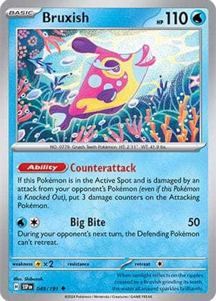 'Pokemon - 'Bruxish 049/191  - Reverse Holofoil SV08 Surging Sparks - Uncommon