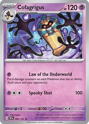 'Pokemon - 'Cofagrigus 083/191  - Holofoil SV08 Surging Sparks - Rare