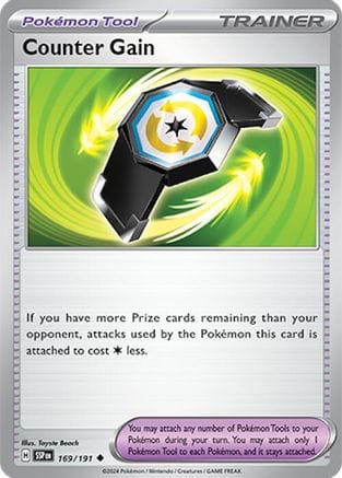 'Pokemon - 'Counter Gain 169/191  - Reverse Holofoil SV08 Surging Sparks - Uncommon