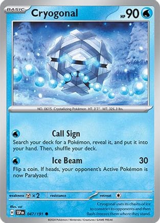 'Pokemon - 'Cryogonal 047/191  SV08 Surging Sparks - Common