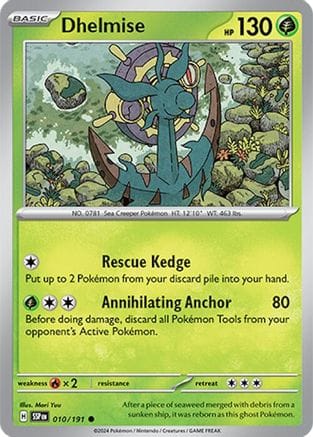 'Pokemon - 'Dhelmise 010/191  - Reverse Holofoil SV08 Surging Sparks - Common