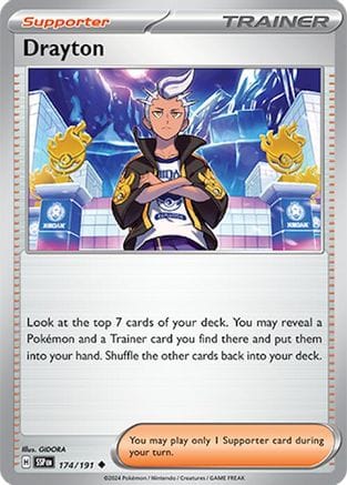 'Pokemon - 'Drayton 174/191  - Reverse Holofoil SV08 Surging Sparks - Uncommon
