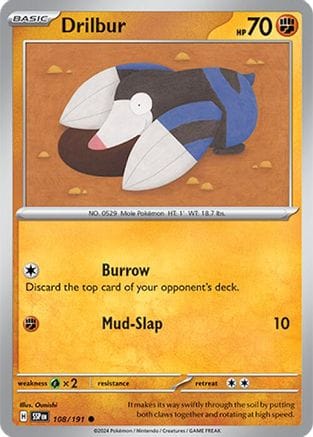 'Pokemon - 'Drilbur 108/191  SV08 Surging Sparks - Common