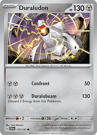 'Pokemon - 'Duraludon 129/191  - Reverse Holofoil SV08 Surging Sparks - Common