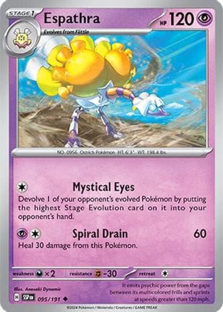 'Pokemon - 'Espathra 095/191  - Reverse Holofoil SV08 Surging Sparks - Uncommon