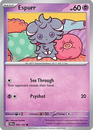 'Pokemon - 'Espurr 084/191  SV08 Surging Sparks - Common