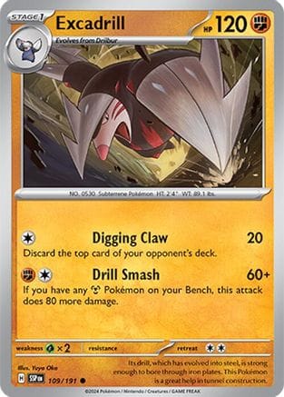 'Pokemon - 'Excadrill 109/191  - Reverse Holofoil SV08 Surging Sparks - Common