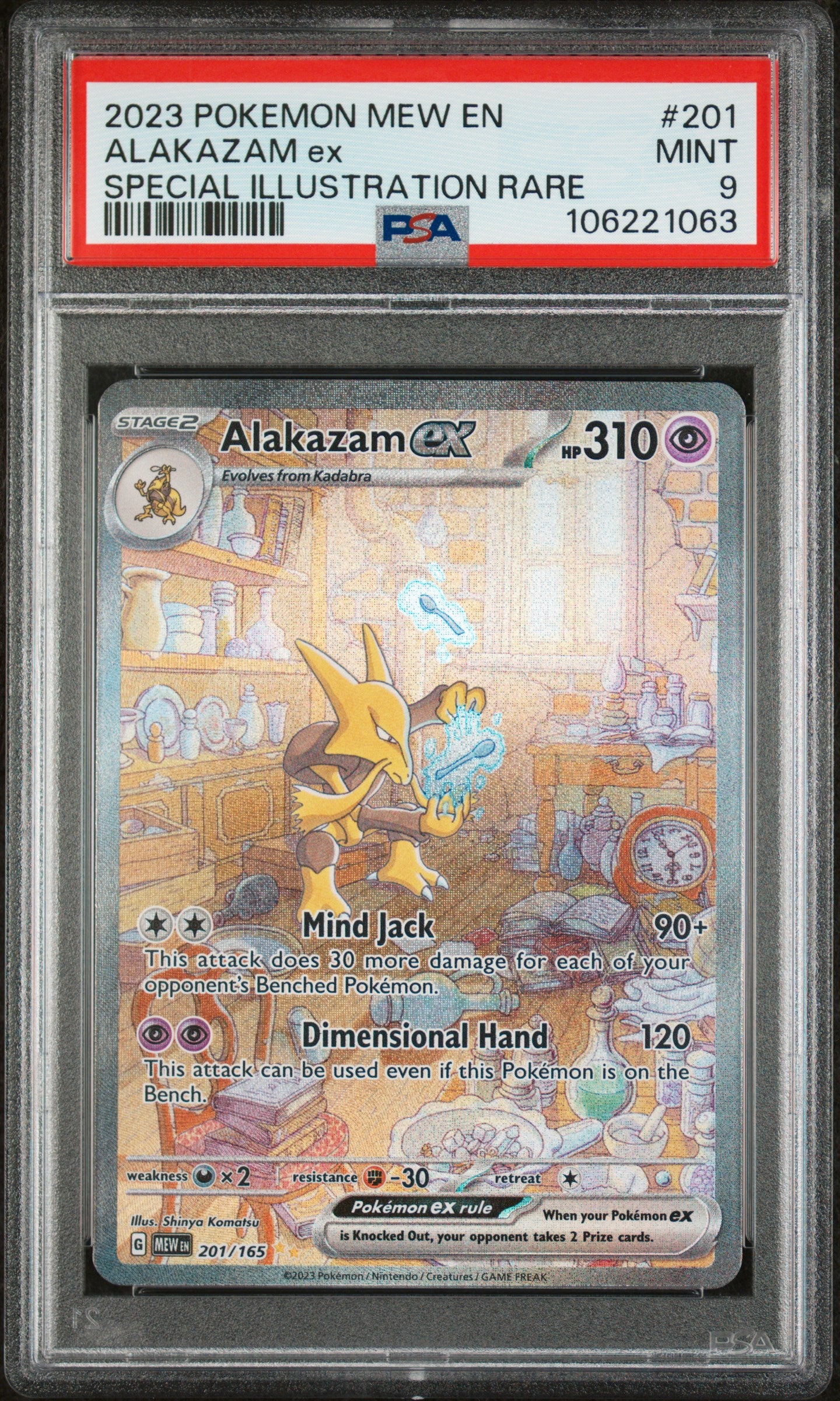 2023 Pokemon Mew En-151 #201 Alakazam Ex PSA 9