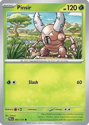 'Pokemon - 'Pinsir 003/131  - Reverse Holofoil SV Prismatic Evolutions - Common
