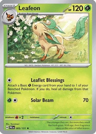 'Pokemon - 'Leafeon 005/131  - Holofoil SV Prismatic Evolutions - Rare
