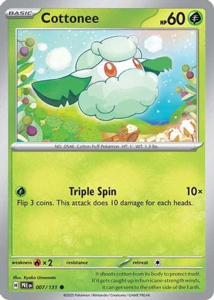 'Pokemon - 'Cottonee 007/131  - Reverse Holofoil SV Prismatic Evolutions - Common