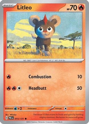 'Pokemon - 'Litleo 015/131  - Reverse Holofoil SV Prismatic Evolutions - Common