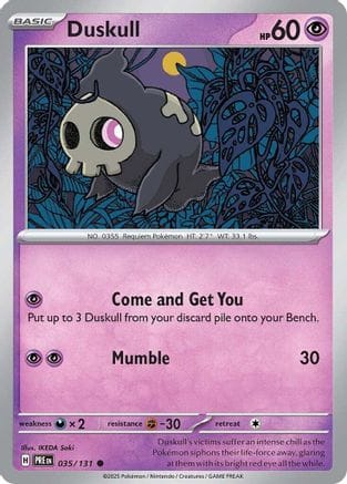 'Pokemon - 'Duskull 035/131  - Reverse Holofoil SV Prismatic Evolutions - Common