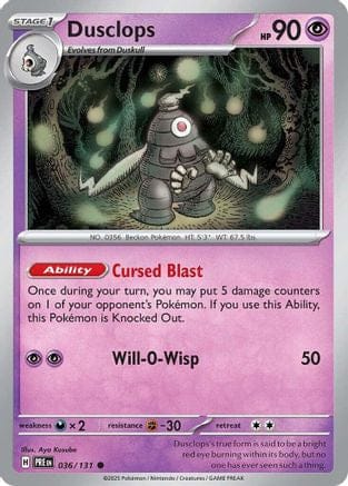 'Pokemon - 'Dusclops 036/131  - Reverse Holofoil SV Prismatic Evolutions - Common