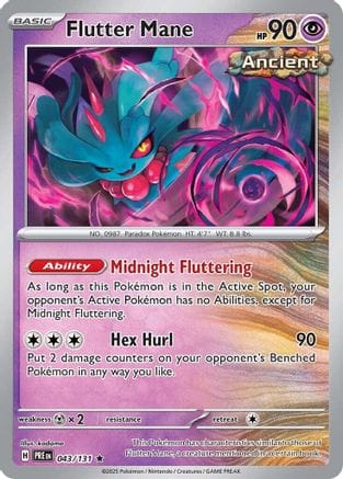 'Pokemon - 'Flutter Mane 043/131  - Holofoil SV Prismatic Evolutions - Rare