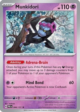 'Pokemon - 'Munkidori 044/131  - Reverse Holofoil SV Prismatic Evolutions - Rare