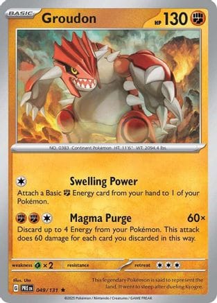'Pokemon - 'Groudon 049/131  - Holofoil SV Prismatic Evolutions - Rare