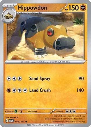 'Pokemon - 'Hippowdon 053/131  - Reverse Holofoil SV Prismatic Evolutions - Common