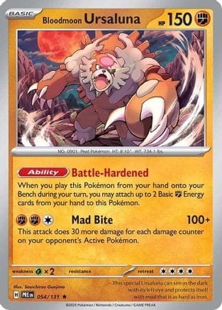 'Pokemon - 'Bloodmoon Ursaluna 054/131  - Reverse Holofoil SV Prismatic Evolutions - Rare