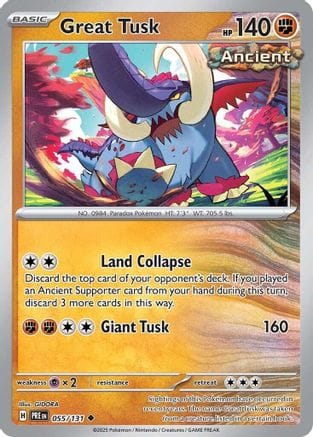 'Pokemon - 'Great Tusk 055/131  SV Prismatic Evolutions - Uncommon