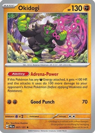 'Pokemon - 'Okidogi 057/131  - Reverse Holofoil SV Prismatic Evolutions - Rare