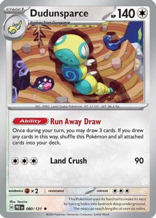 'Pokemon - 'Dudunsparce 080/131  - Reverse Holofoil SV Prismatic Evolutions - Rare