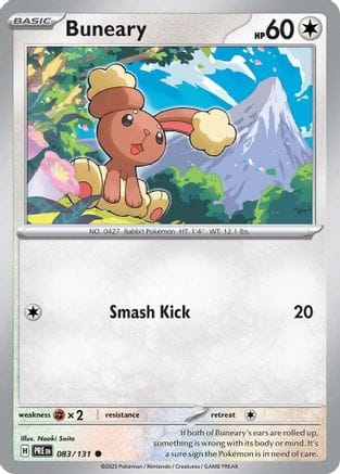 'Pokemon - 'Buneary 083/131  - Reverse Holofoil SV Prismatic Evolutions - Common