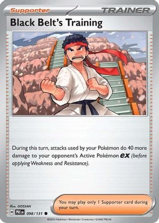 'Pokemon - 'Black Belt's Training 098/131  - Reverse Holofoil SV Prismatic Evolutions - Common
