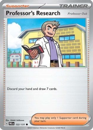 'Pokemon - 'Professor's Research [Professor Oak] 122/131  - Reverse Holofoil SV Prismatic Evolutions - Common