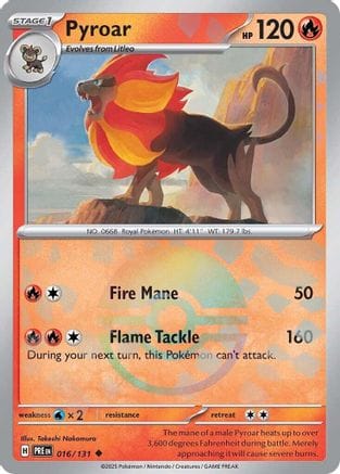 'Pokemon - 'Pyroar (Poke Ball Pattern) 016/131  - Holofoil SV Prismatic Evolutions - Uncommon