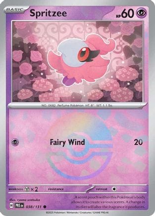'Pokemon - 'Spritzee (Poke Ball Pattern) 038/131  - Holofoil SV Prismatic Evolutions - Common