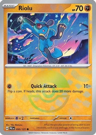 'Pokemon - 'Riolu (Poke Ball Pattern) 050/131  - Holofoil SV Prismatic Evolutions - Common