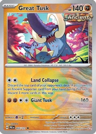 'Pokemon - 'Great Tusk (Poke Ball Pattern) 055/131  - Holofoil SV Prismatic Evolutions - Uncommon