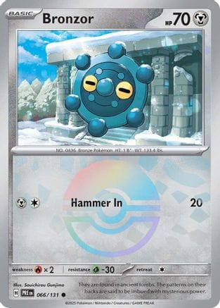 'Pokemon - 'Bronzor (Poke Ball Pattern) 066/131  - Holofoil SV Prismatic Evolutions - Common