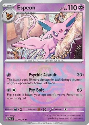 'Pokemon - 'Espeon (Master Ball Pattern) 033/131  - Holofoil SV Prismatic Evolutions - Rare
