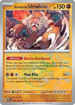 'Pokemon - 'Bloodmoon Ursaluna (Master Ball Pattern) 054/131  - Holofoil SV Prismatic Evolutions - Rare